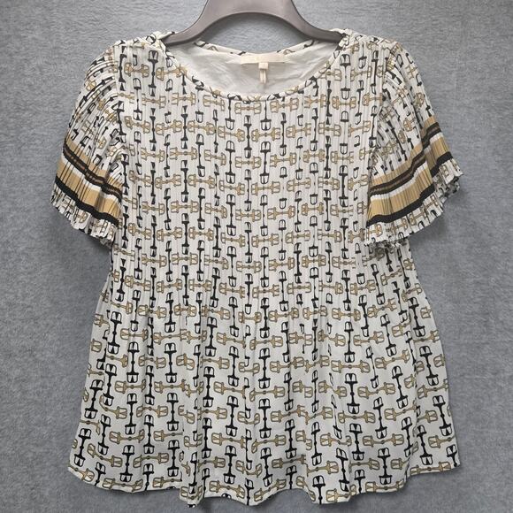 Maje Lolina Pleated Buckle Top Blouse Size Large - Picture 2 of 8